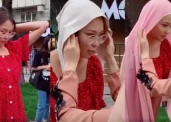 Eksperimen Sosial Dipakaikan Hijab, Wanita Non-Muslim di Belgia Ini Langsung Menangis Haru